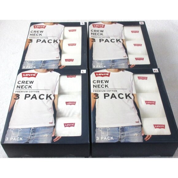 Levi's Men's Crewneck Premium Cotton Classic 3 Pack Tee shirts White NIB - Picture 1 of 6